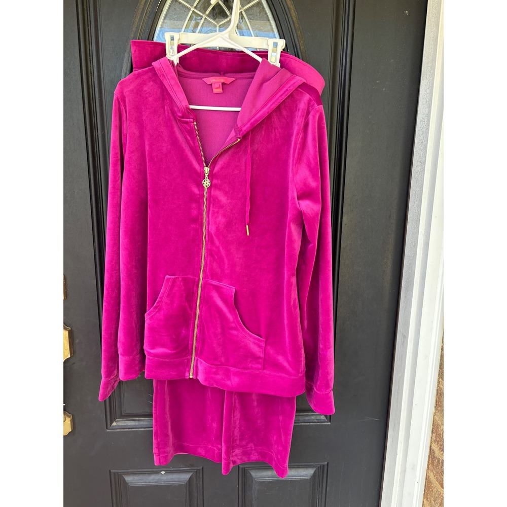 Lilly Pulitzer Hot Pink Velour Zip Hoodie Set